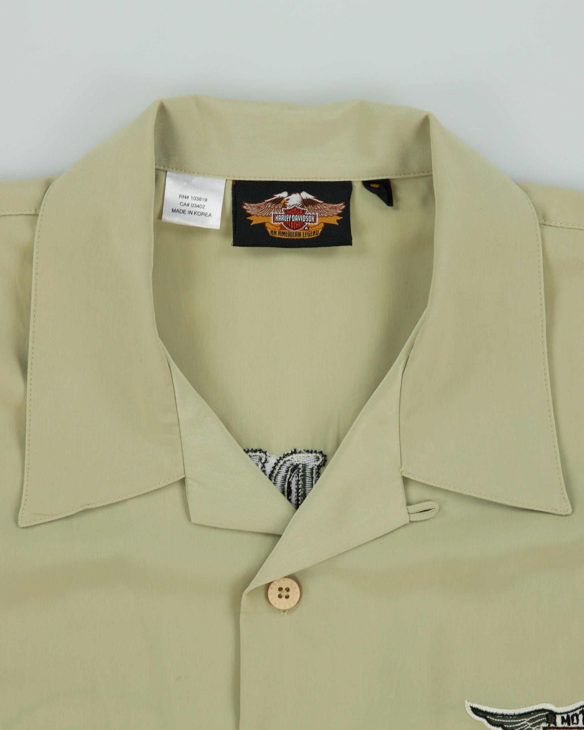 Vintage Y2K 00s Harley Davidson Sage Embroidered Short Sleeve Bowling Shirt - XL