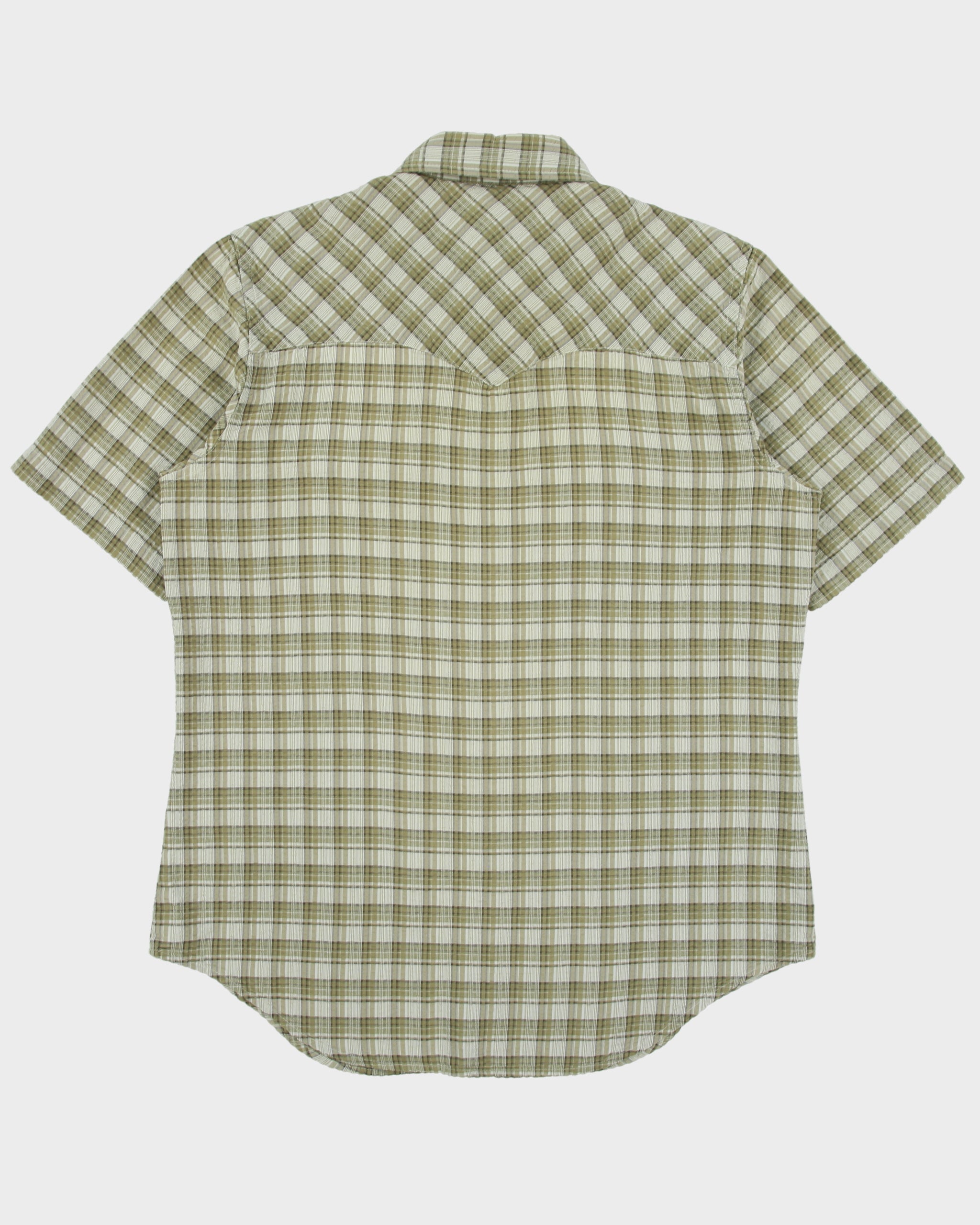Vintage Y2K 00s Calvin Klein Jeans Plaid Pearl Snap Button Seersucker Short Sleeve Western Shirt - L