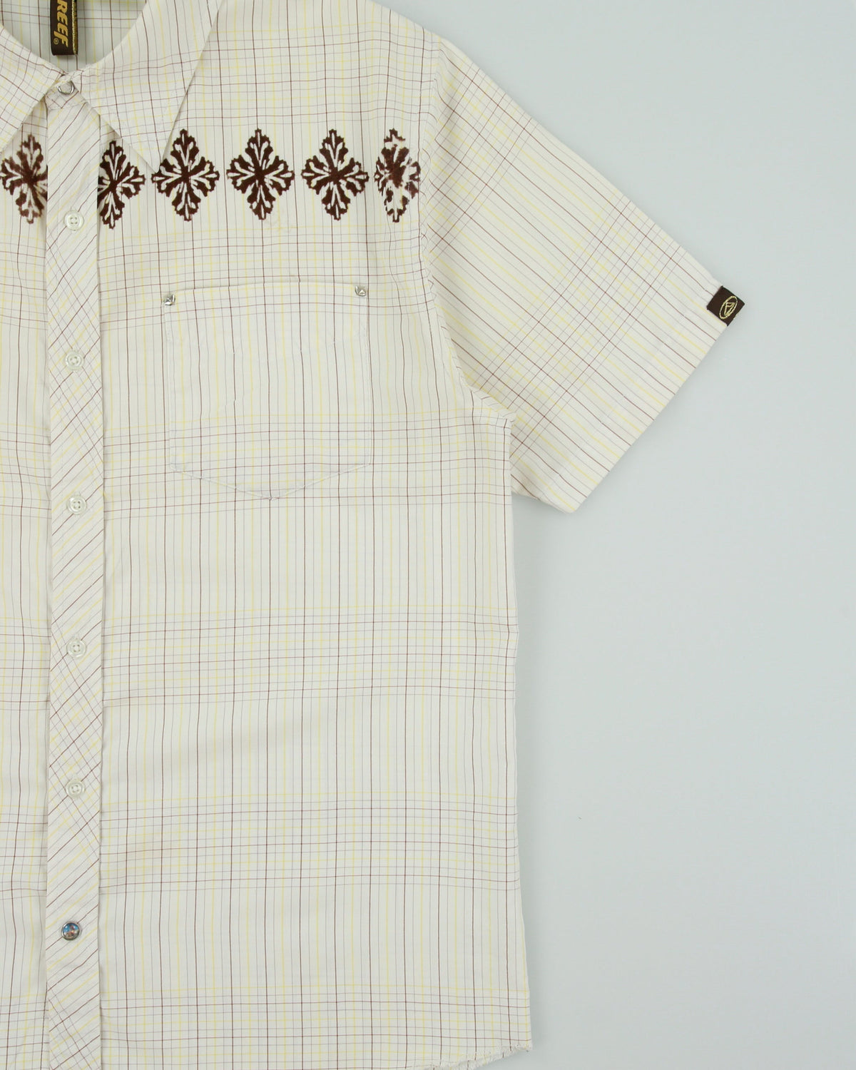 Vintage Y2K 00s REEF Skatewear Tattersall Check Short Sleeve Patterned Shirt - M