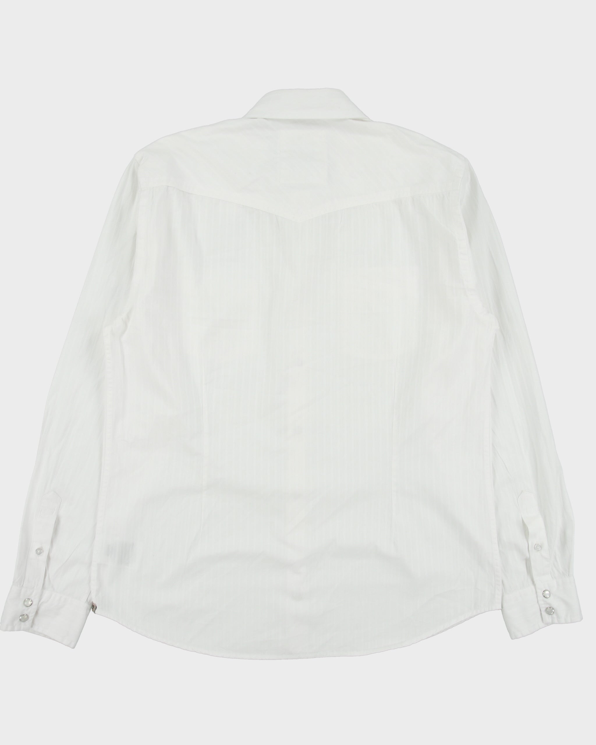 Vintage Y2K 00s Guess Pattern Striped Pearl Snap Button Western Slim Fit Long Sleeve 'Austin' Shirt - L