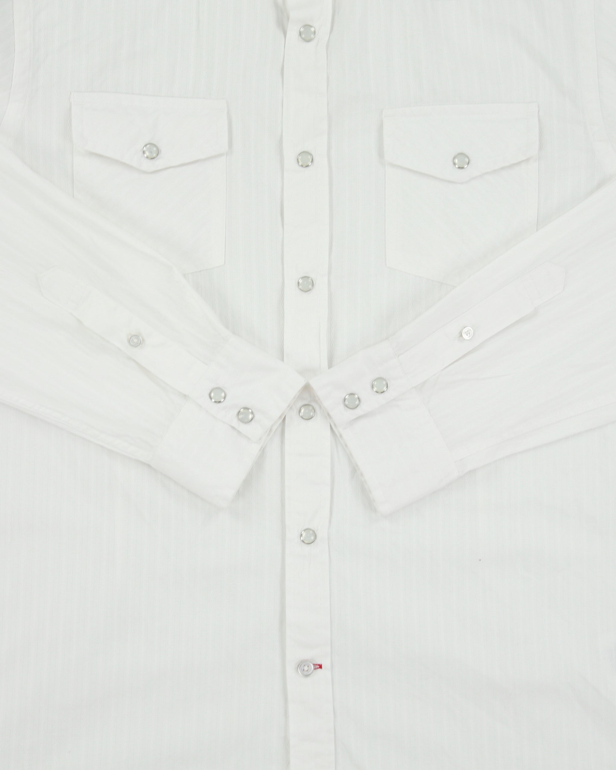 Vintage Y2K 00s Guess Pattern Striped Pearl Snap Button Western Slim Fit Long Sleeve 'Austin' Shirt - L