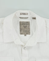 Vintage Y2K 00s Guess Pattern Striped Pearl Snap Button Western Slim Fit Long Sleeve 'Austin' Shirt - L