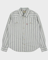 Vintage Y2K 00s Levi's Pattern Striped Pearl Snap Button Long Sleeve Western Shirt - L