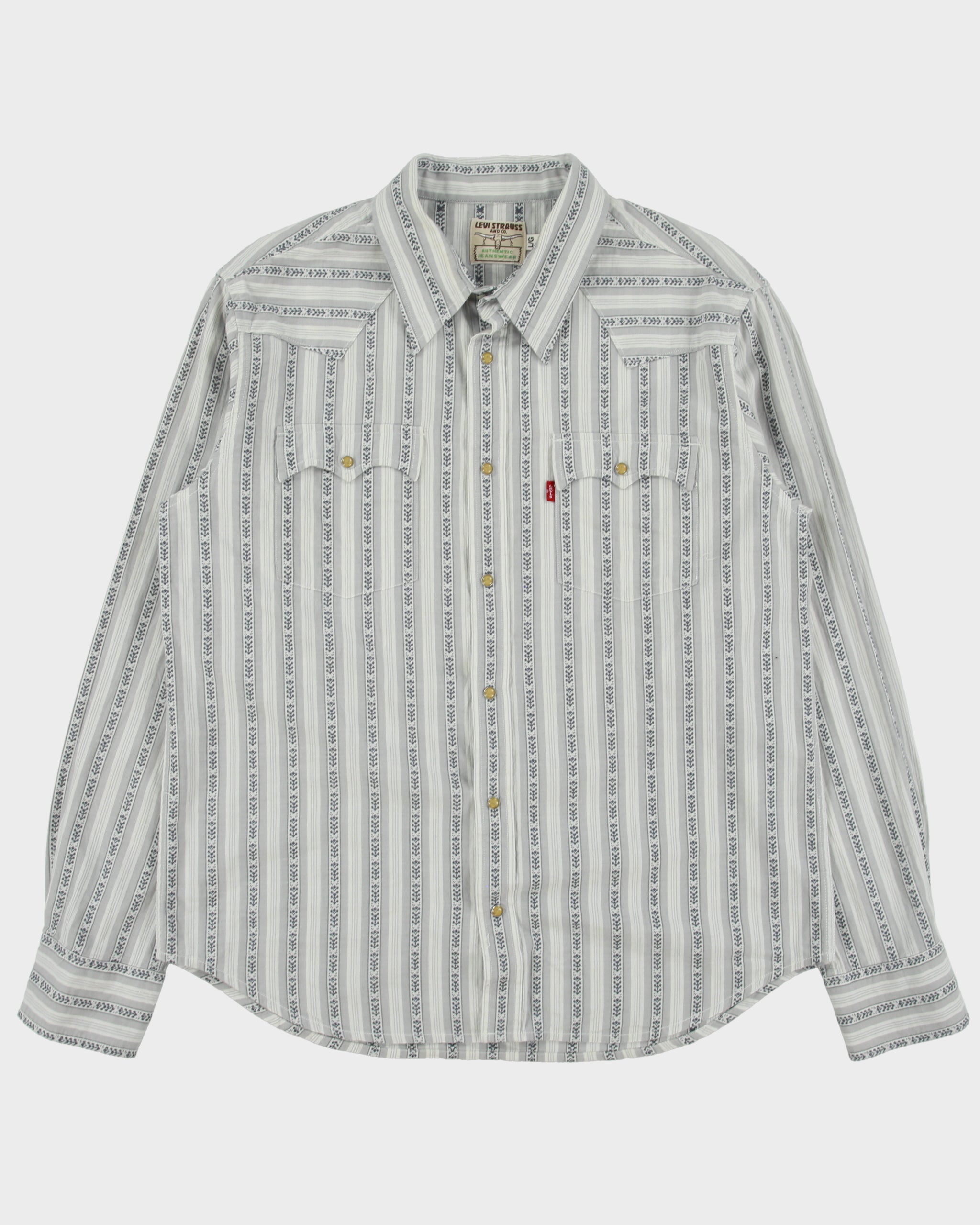 Vintage Y2K 00s Levi's Pattern Striped Pearl Snap Button Long Sleeve Western Shirt - L