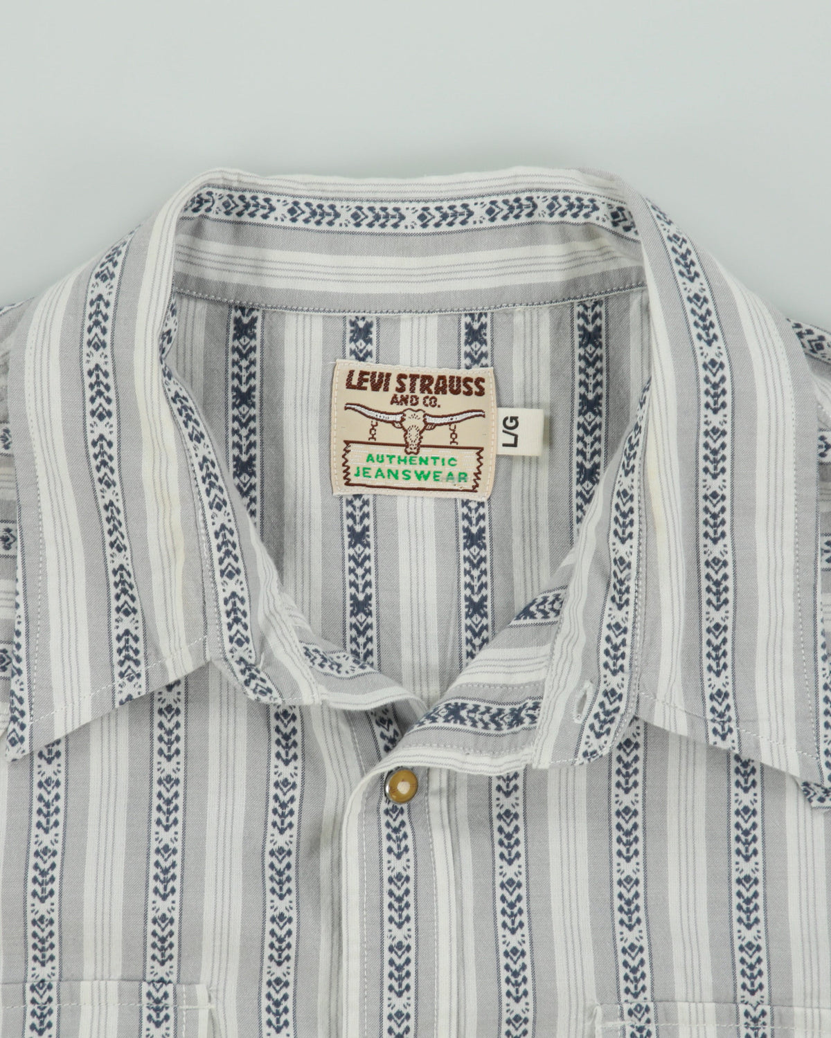 Vintage Y2K 00s Levi's Pattern Striped Pearl Snap Button Long Sleeve Western Shirt - L