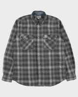 Vintage Carhartt Rugged Flex Plaid Pearl Snap Button Regular Fit Long Sleeve Workwear Shirt - M