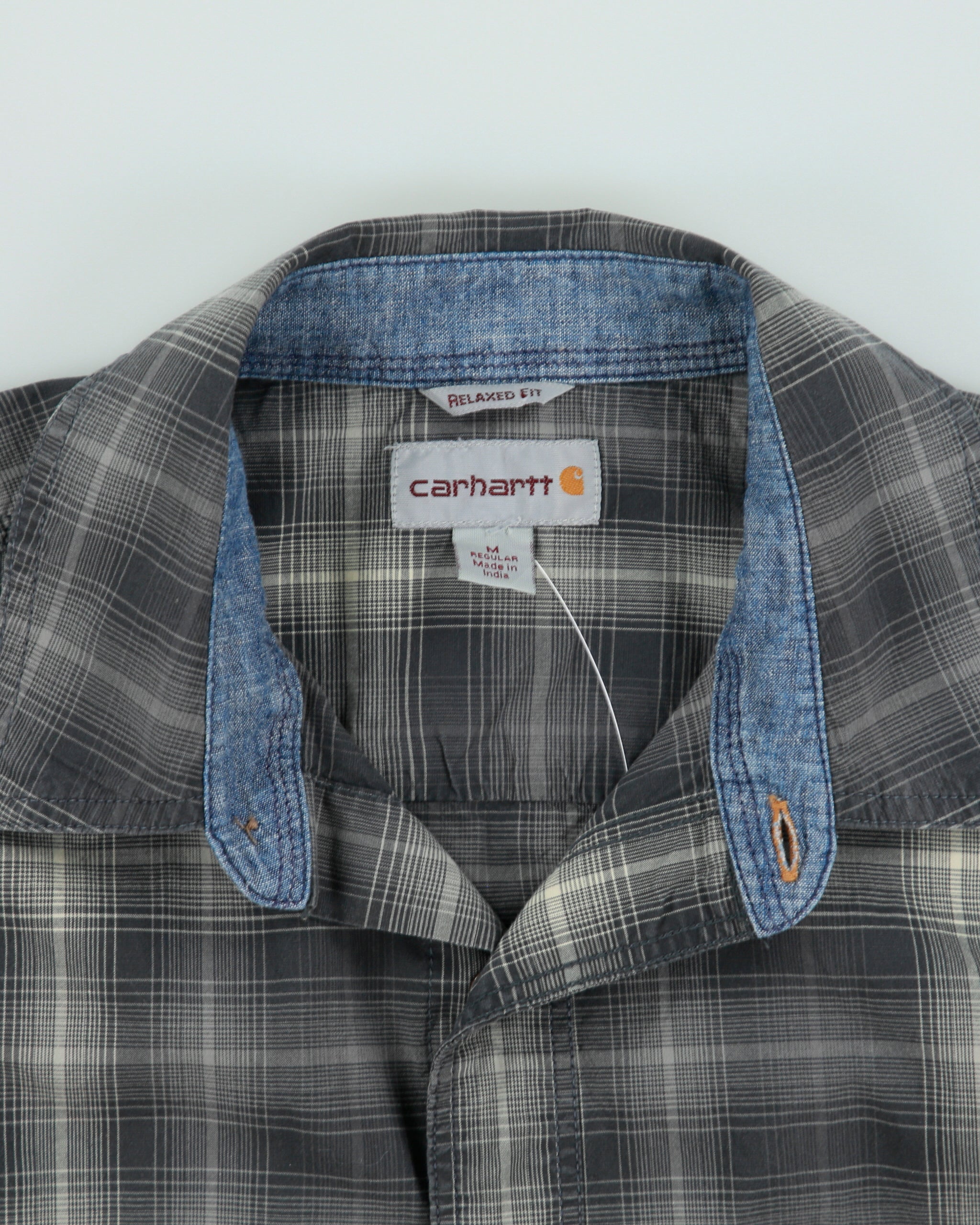 Vintage Carhartt Rugged Flex Plaid Pearl Snap Button Regular Fit Long Sleeve Workwear Shirt - M