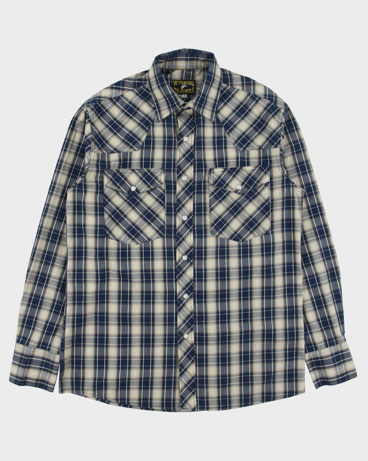 Vintage 1990s Wyoming Trader Plaid Pearl Snap Button Long Sleeve Western Shirt - S