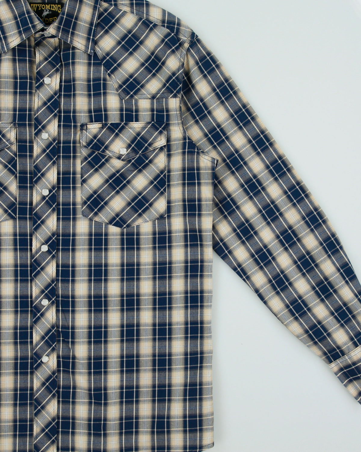 Vintage 1990s Wyoming Trader Plaid Pearl Snap Button Long Sleeve Western Shirt - S