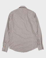 Vintage Hugo Boss Orange 'Eda' Plaid Pearl Snap Button Long Sleeve Western Shirt - S