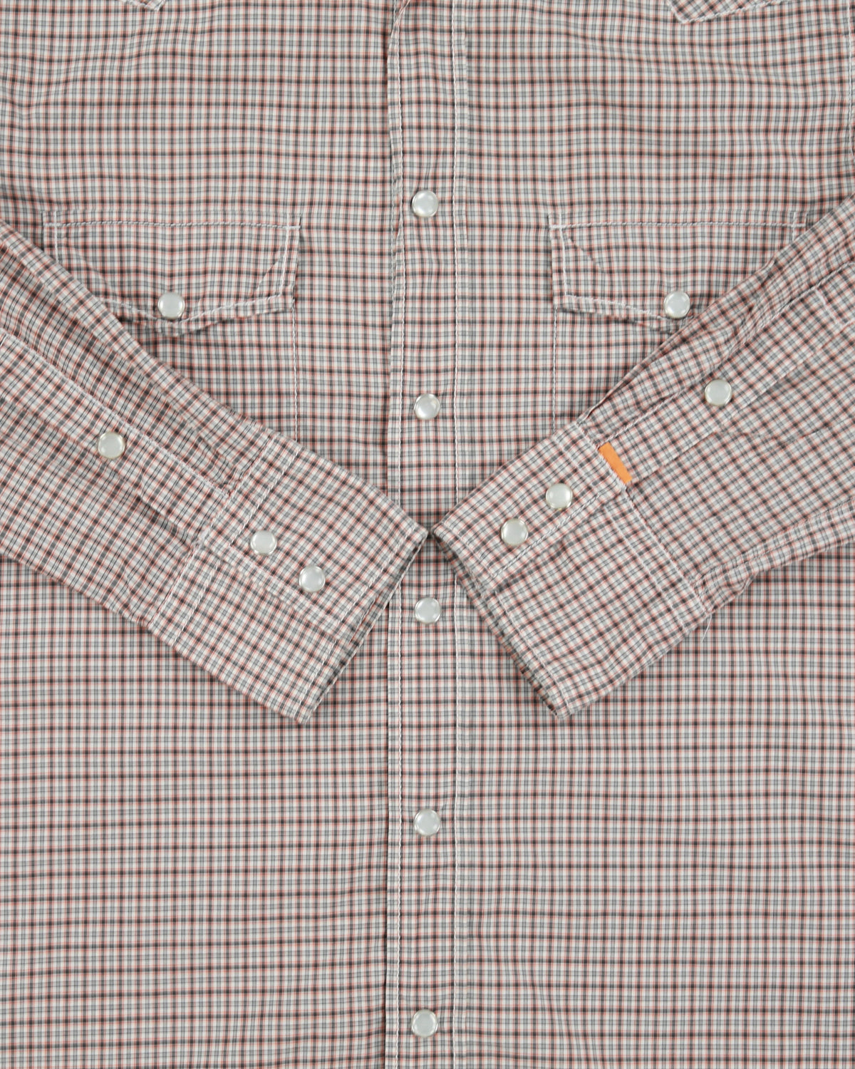 Vintage Hugo Boss Orange 'Eda' Plaid Pearl Snap Button Long Sleeve Western Shirt - S