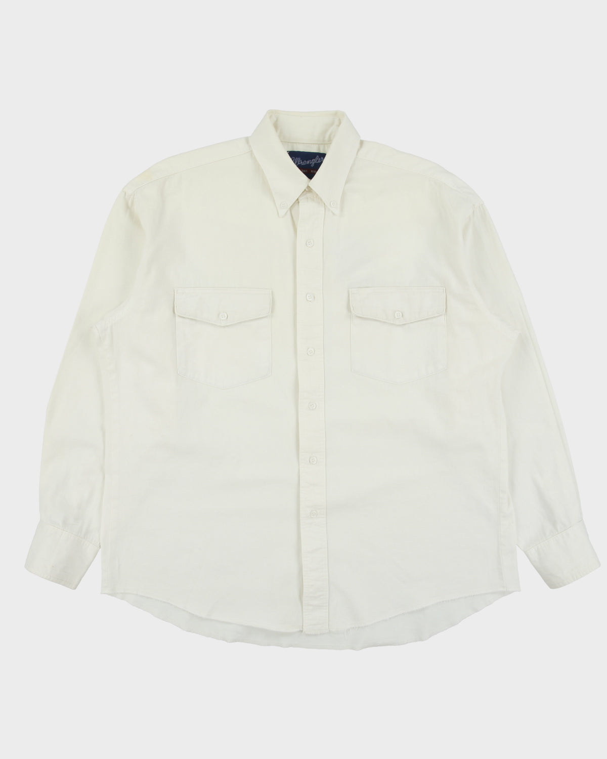 Vintage 1990s Wrangler Cream XL Tails Long Sleeve Ranch Shirt - L