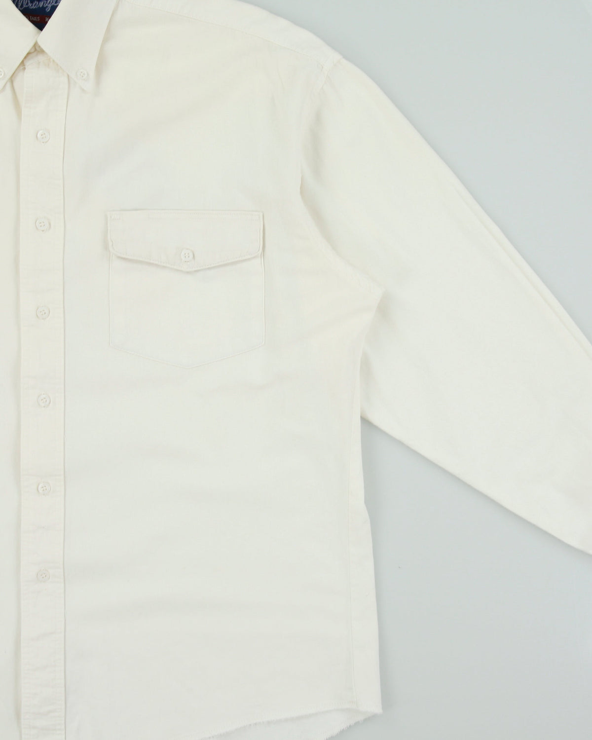 Vintage 1990s Wrangler Cream XL Tails Long Sleeve Ranch Shirt - L