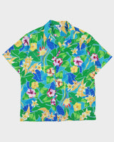 Vintage 1980s Hilo Hattie Tropical Hand Finished Made In Hawaii USA Hawaiian Aloha Shirt - S