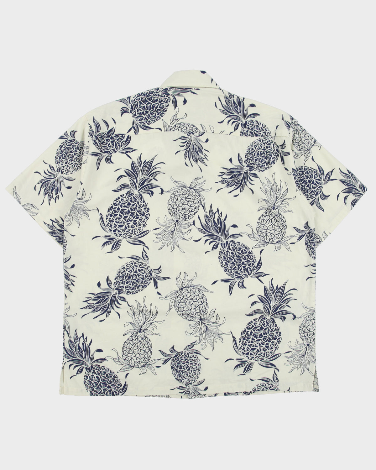 Vintage Y2K 00s Hilo Hattie Cream Made In Hawaii USA Pineapple Print Hawaiian Shirt - M