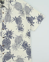 Vintage Y2K 00s Hilo Hattie Cream Made In Hawaii USA Pineapple Print Hawaiian Shirt - M