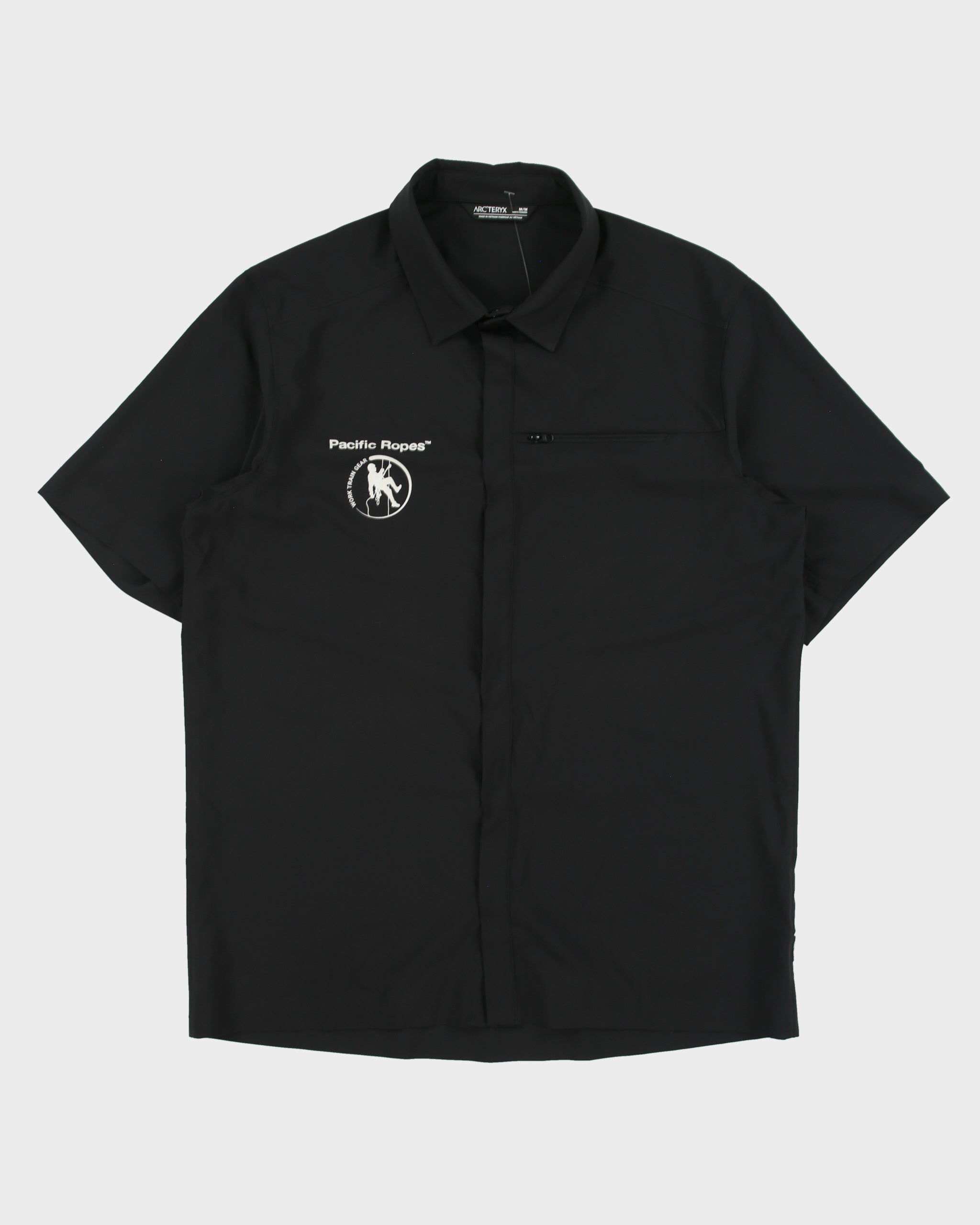 Arc'teryx Black Skyline SS Pacific Ropes Soft Shell Snap Button Short Sleeve Technical Shirt - M