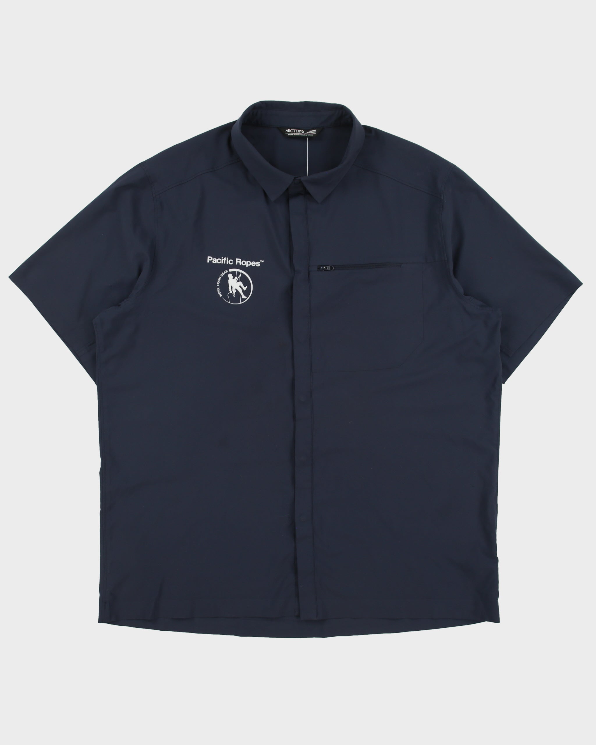 Arc'teryx Navy Skyline SS Pacific Ropes Snap Button Soft Shell Short Sleeve Technical Shirt - XL