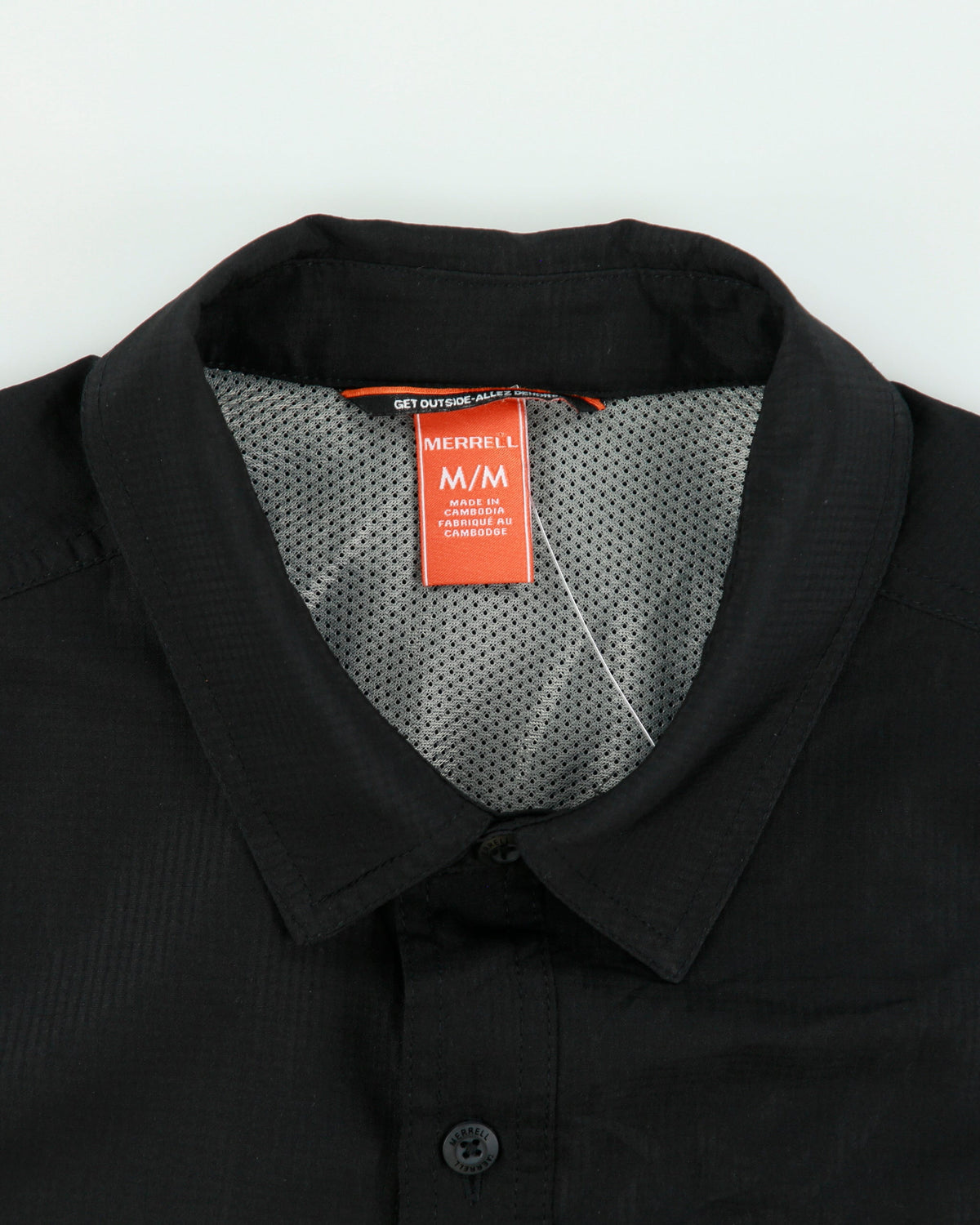 Merrell Black Mesh Lined Soft Shell Short Sleeve Hiking Shirt - M
