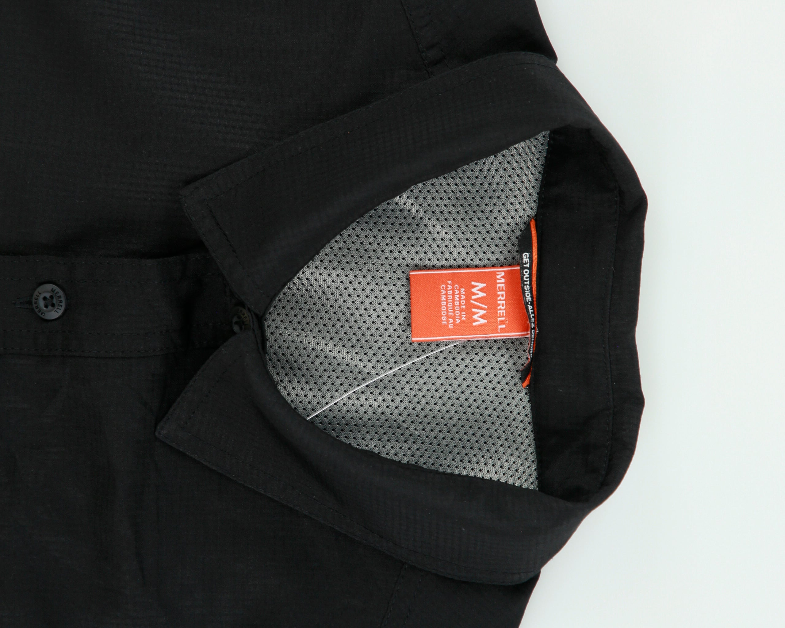 Merrell Black Mesh Lined Soft Shell Short Sleeve Hiking Shirt - M