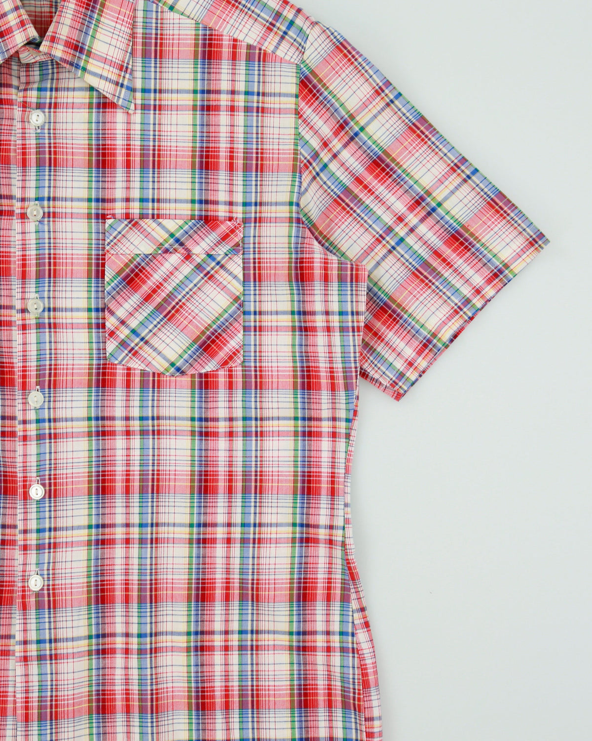 Vintage 1970s WUCU Tartan Plaid Short Sleeve Pocket Shirt - L
