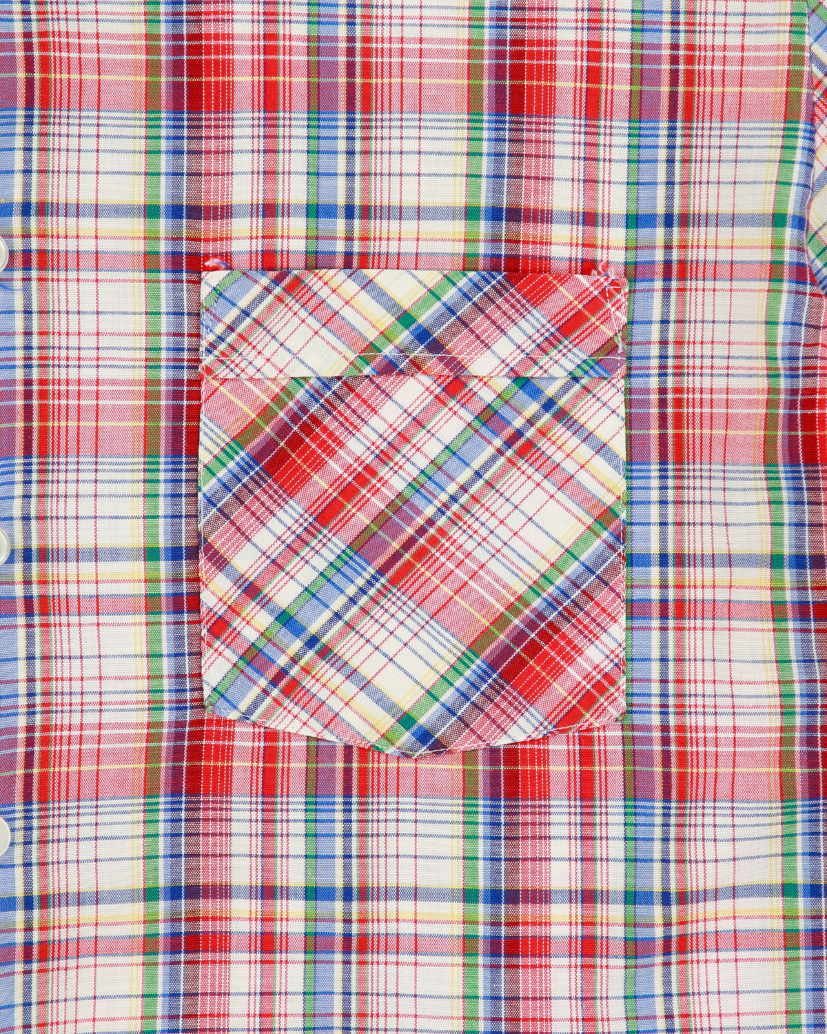 Vintage 1970s WUCU Tartan Plaid Short Sleeve Pocket Shirt - L