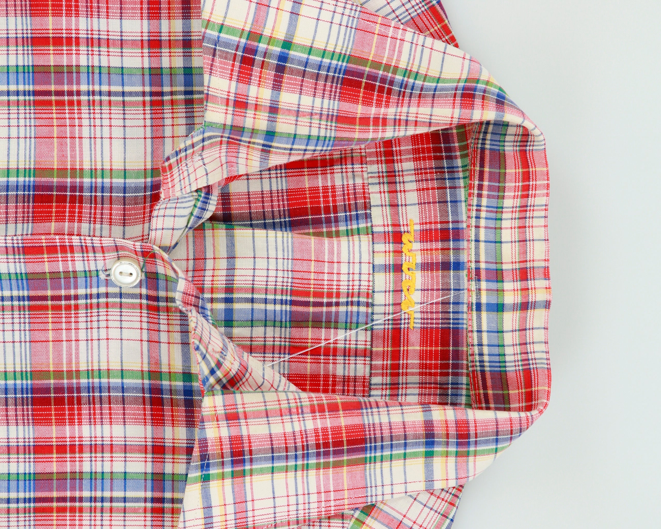 Vintage 1970s WUCU Tartan Plaid Short Sleeve Pocket Shirt - L