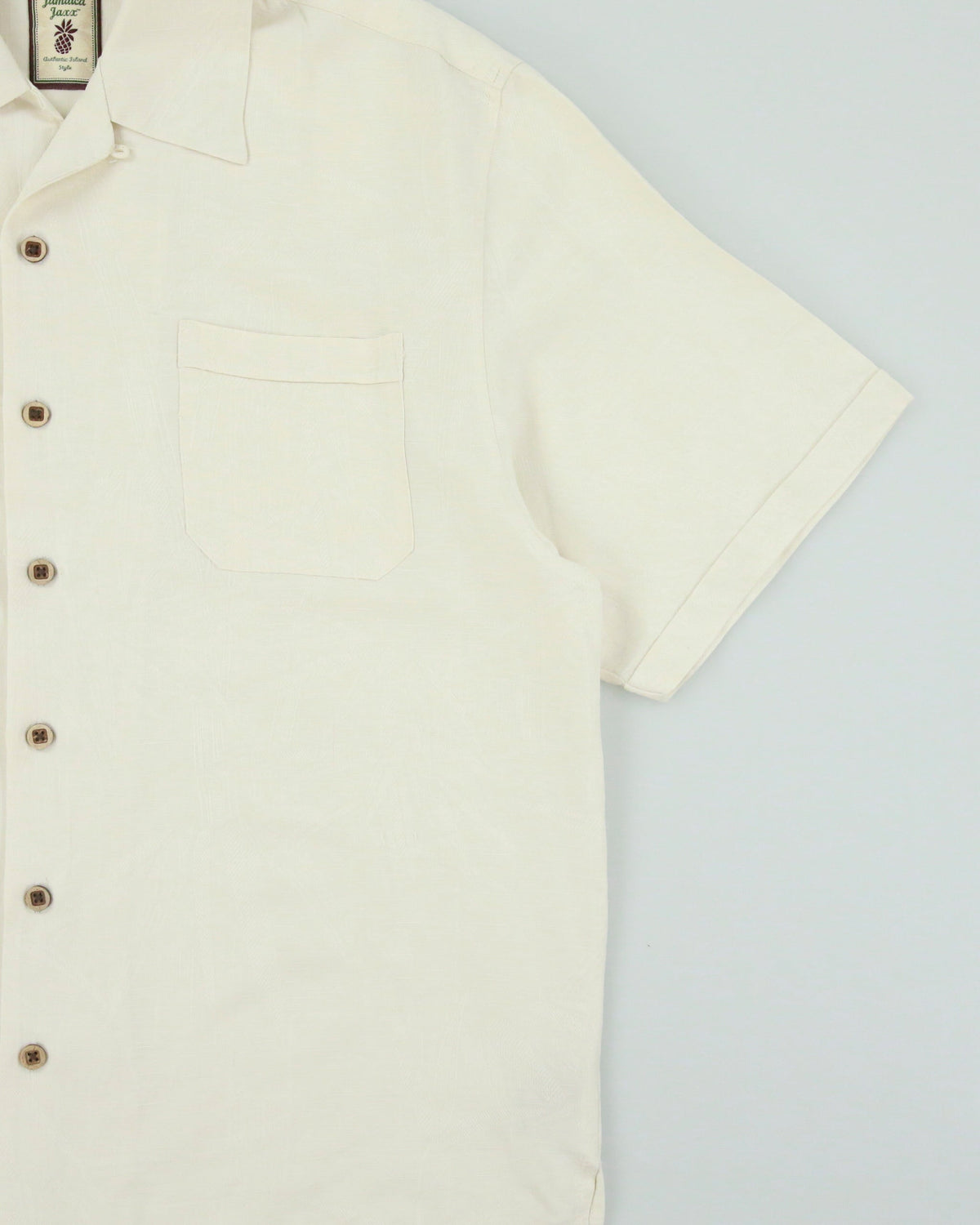 Vintage Y2K 00s Jamaica Jaxx Cream Silk Embroidered Hawaiian Shirt - L