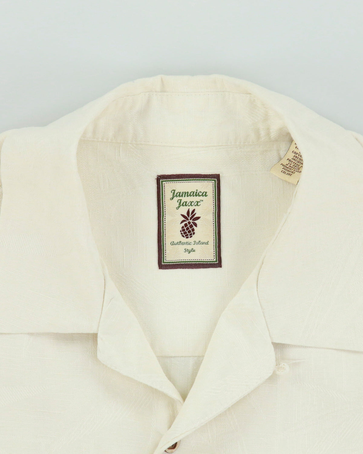 Vintage Y2K 00s Jamaica Jaxx Cream Silk Embroidered Hawaiian Shirt - L