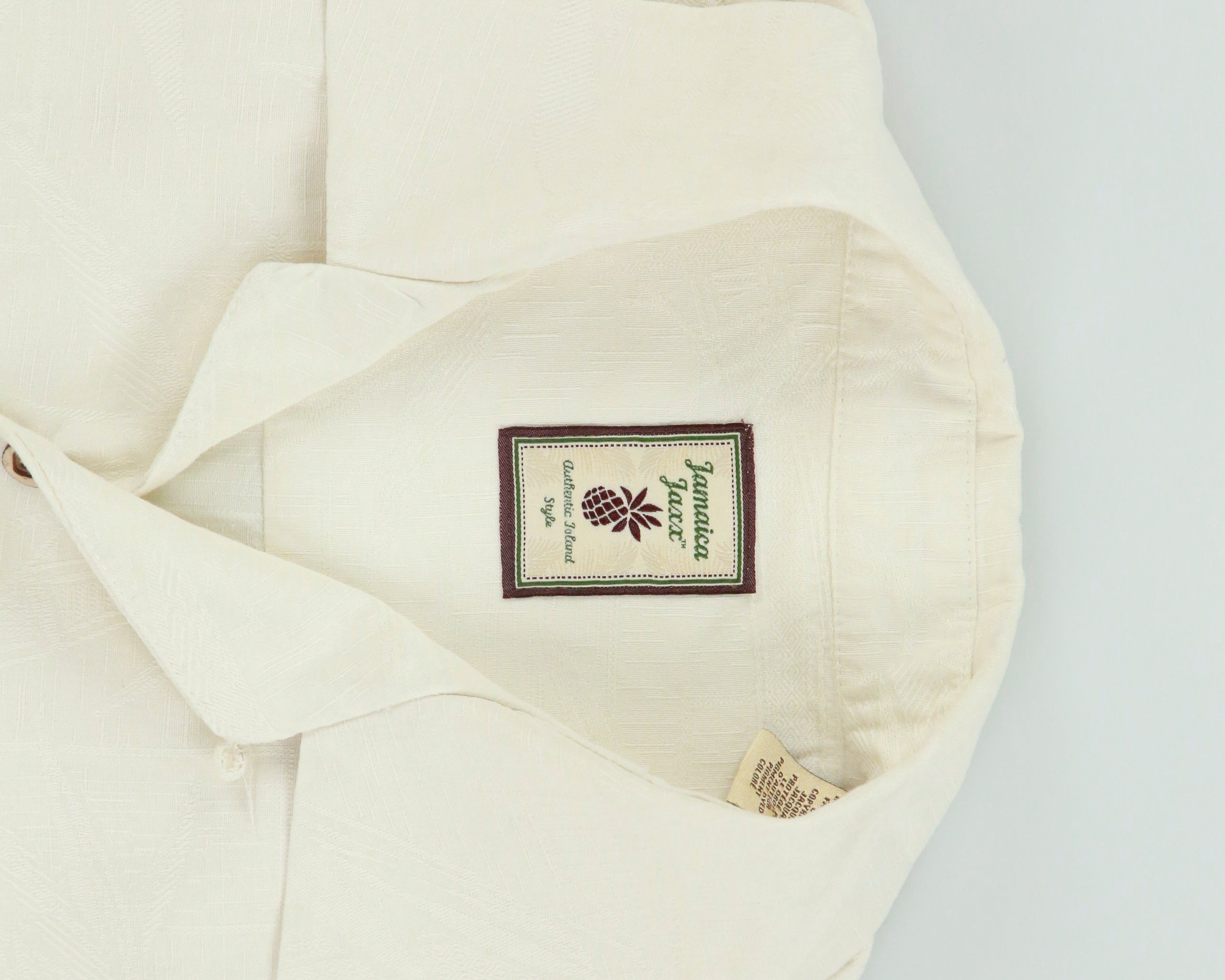 Vintage Y2K 00s Jamaica Jaxx Cream Silk Embroidered Hawaiian Shirt - L