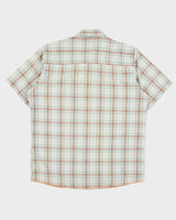 Vintage Nudie Jeans Plaid Embroidered Volvo 240 Snap Button Short Sleeve Western Shirt - L