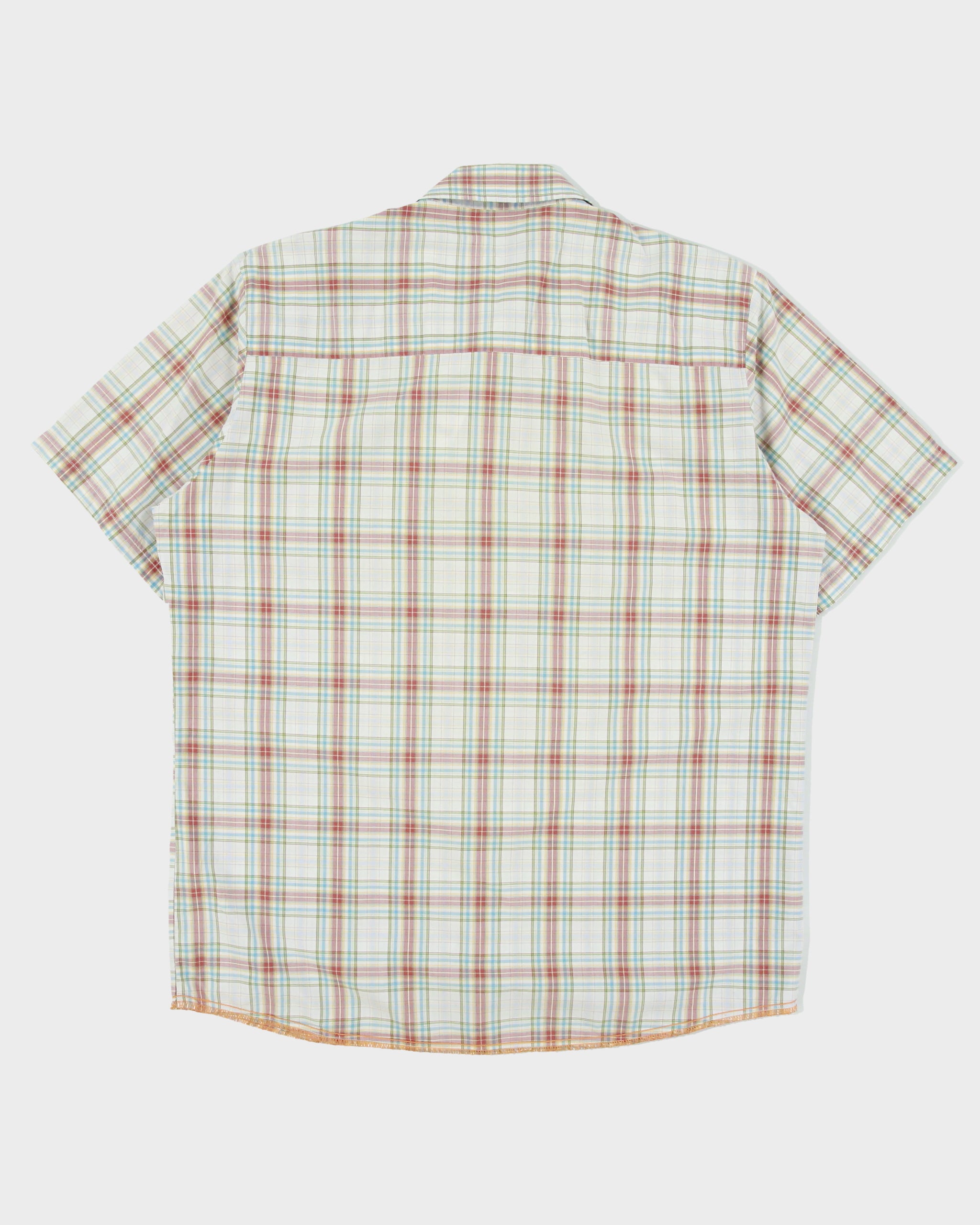 Vintage Nudie Jeans Plaid Embroidered Volvo 240 Snap Button Short Sleeve Western Shirt - L