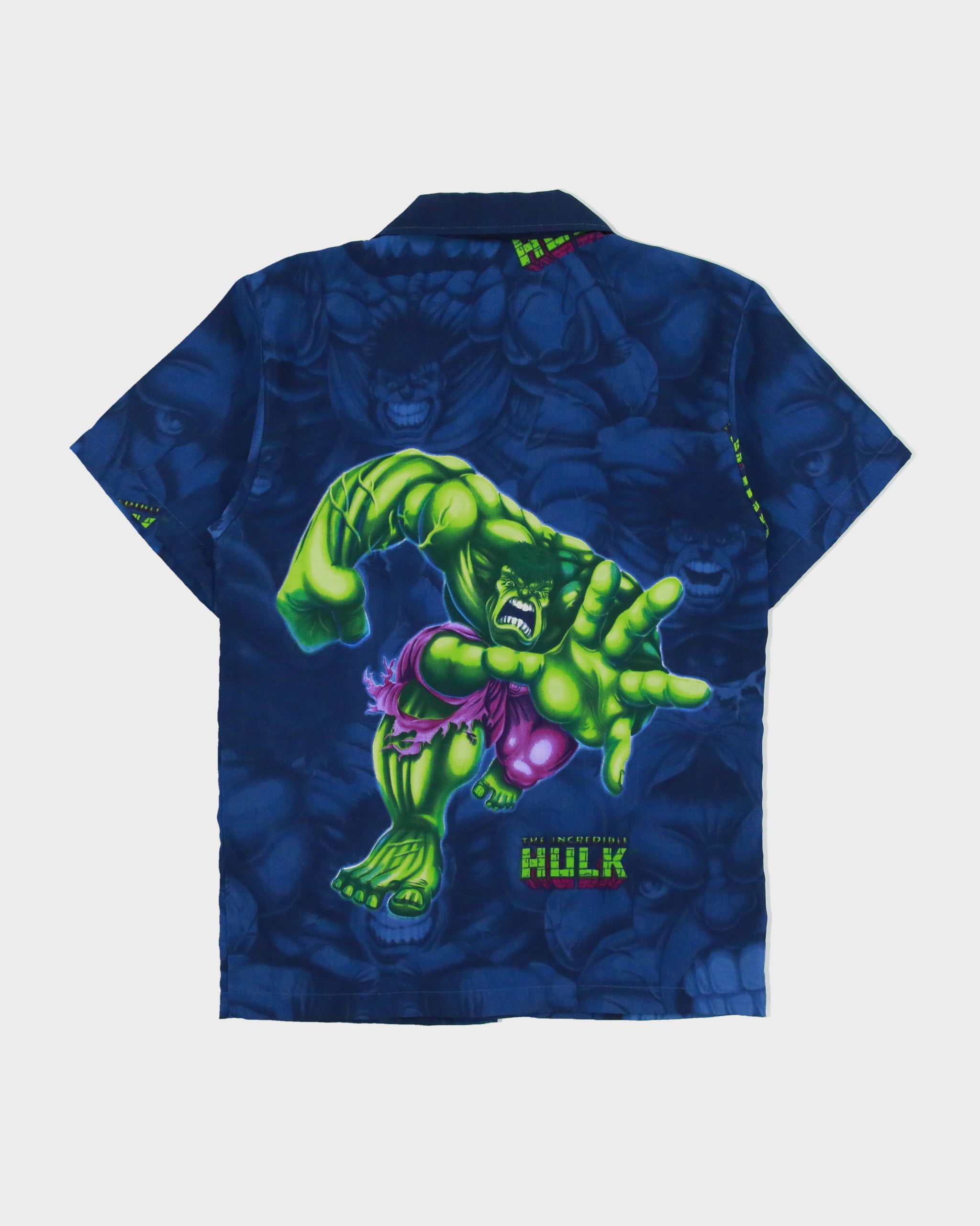 Vintage 2002 Y2K Marvel Comics The Incredible Hulk AOP Short Sleeve Camp Collar Shirt - S