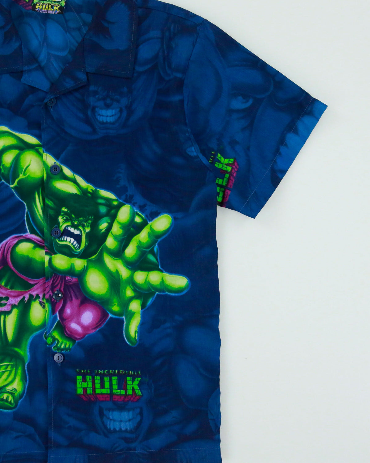 Vintage 2002 Y2K Marvel Comics The Incredible Hulk AOP Short Sleeve Camp Collar Shirt - S