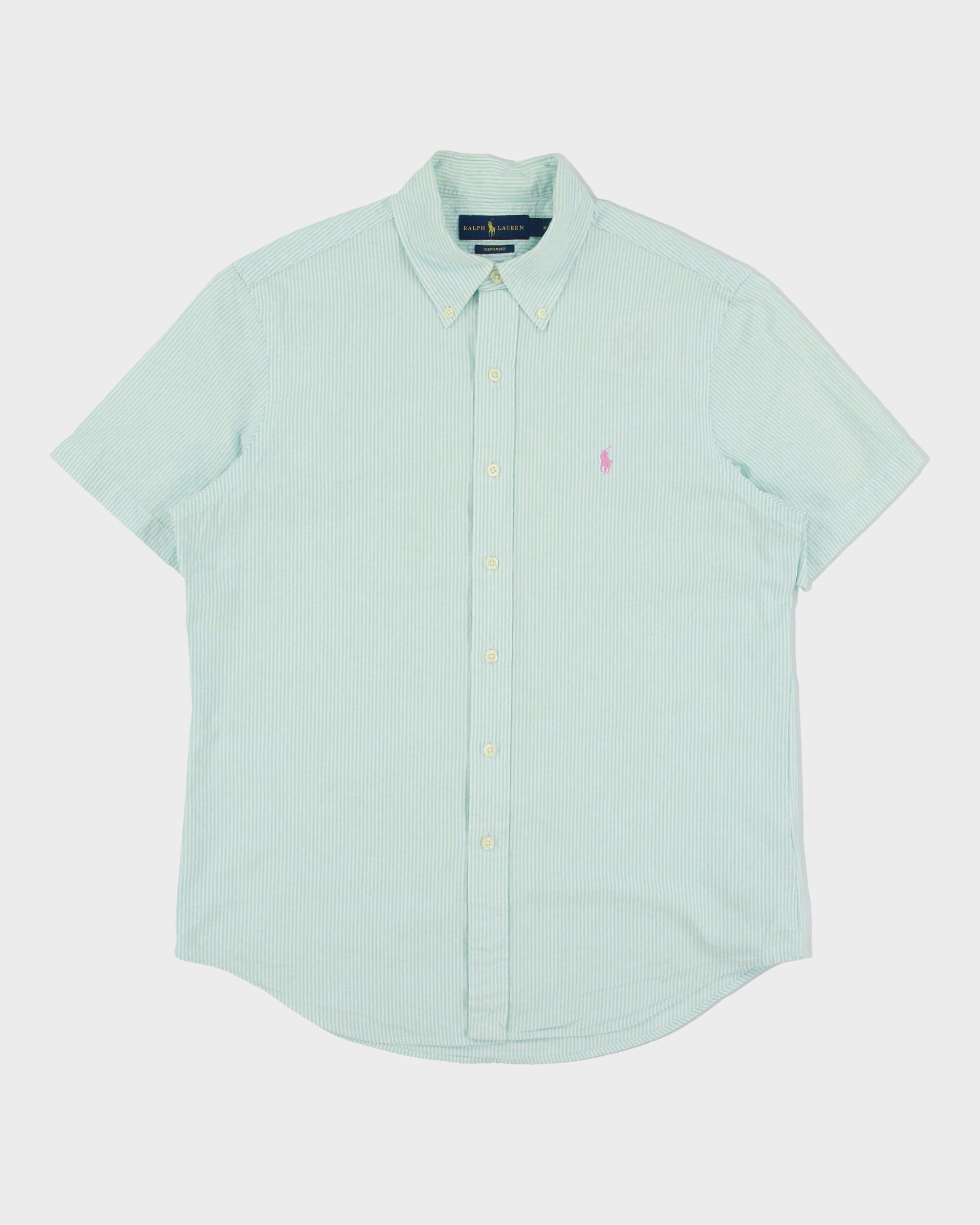Vintage Ralph Lauren Striped Short Sleeve Seersucker Shirt - M