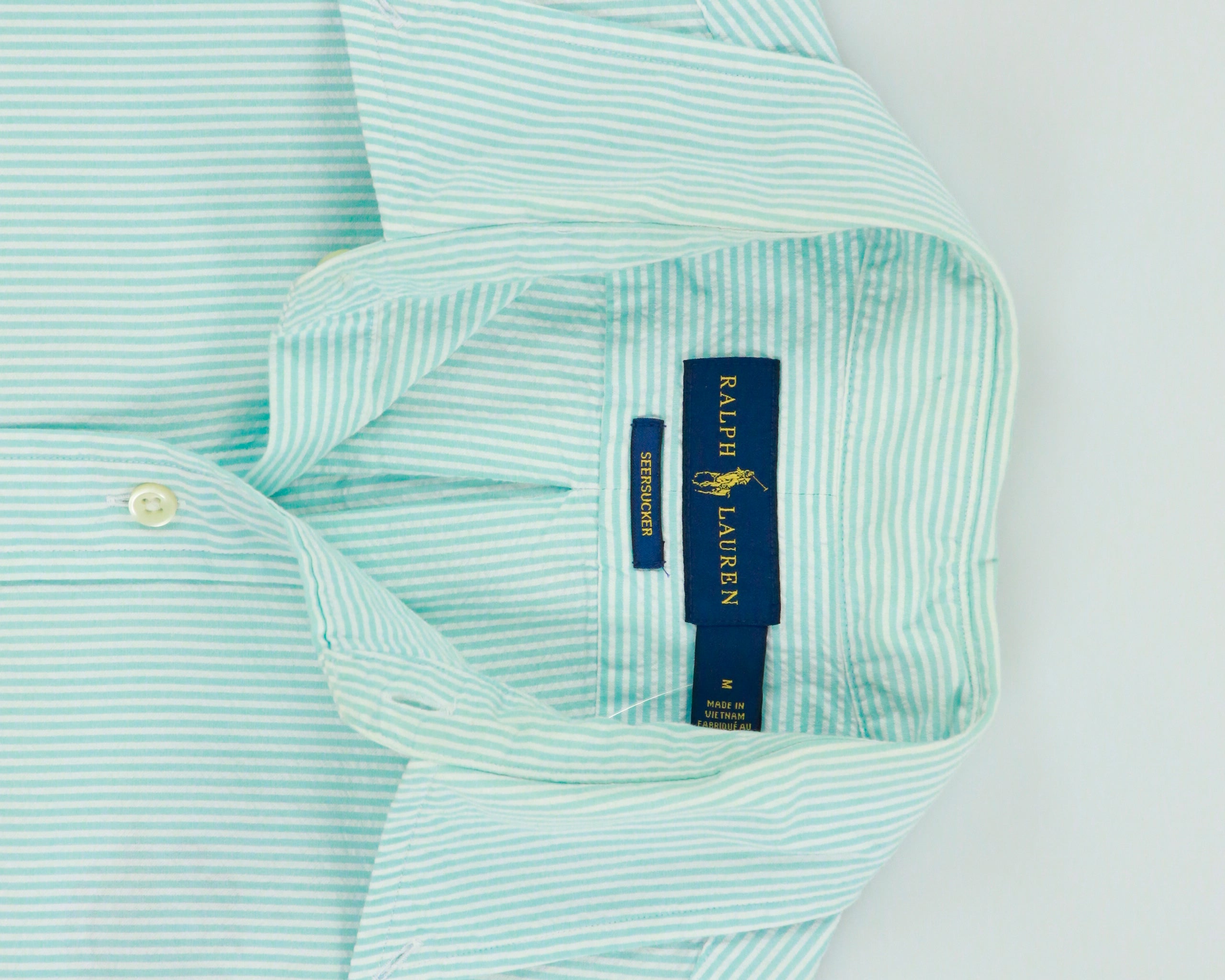 Vintage Ralph Lauren Striped Short Sleeve Seersucker Shirt - M