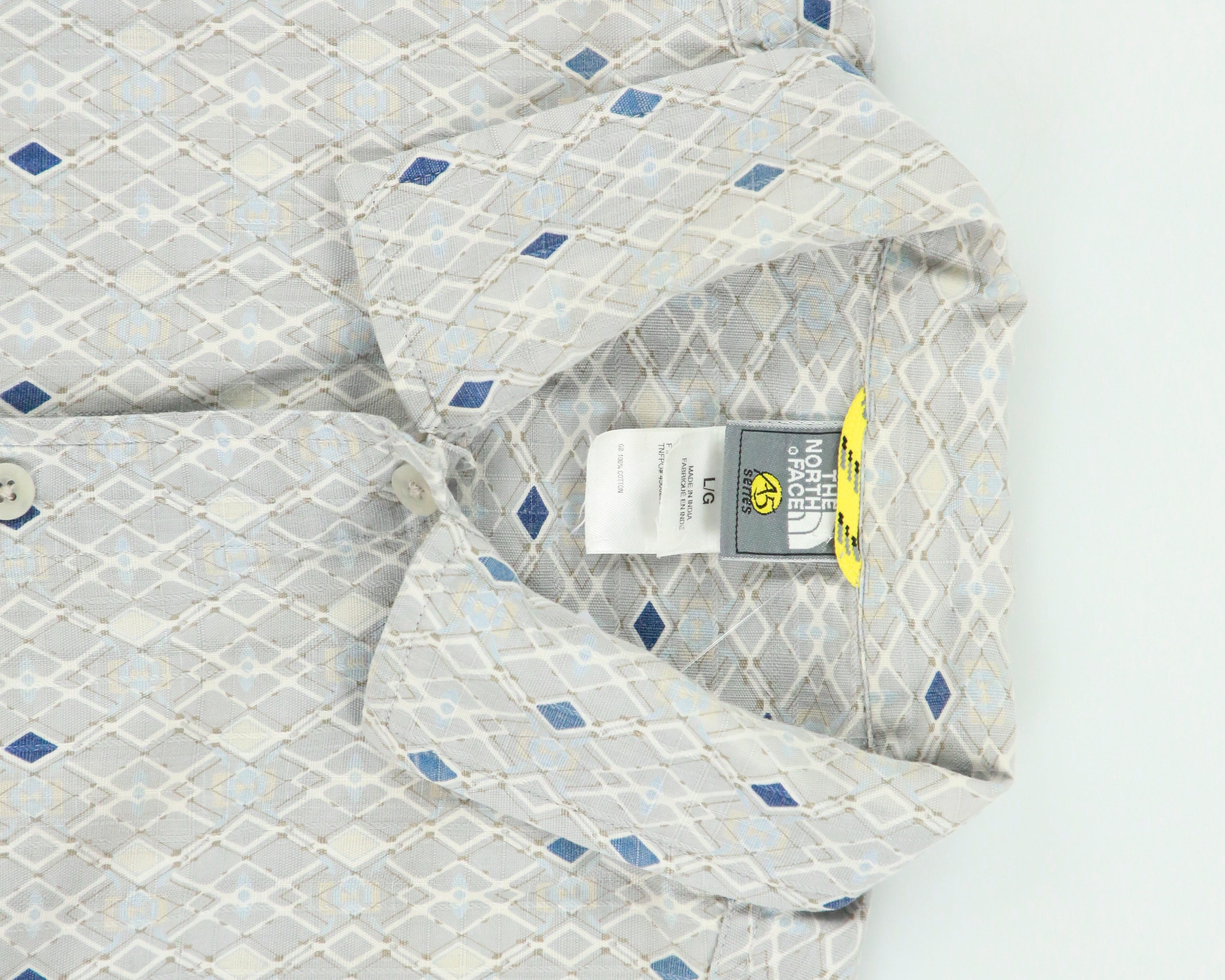 Vintage Y2K 00s The North Face A5 Series Diamond Patterned Short Sleeve Shirt - L