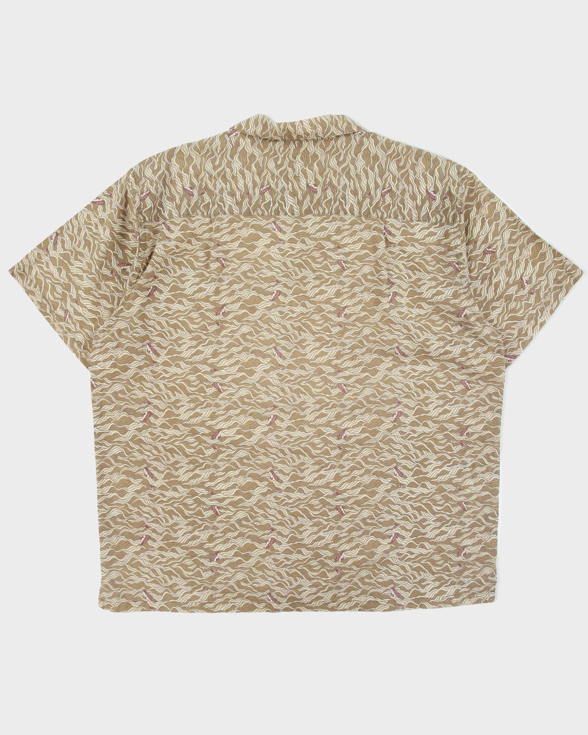 Vintage 1990s Patagonia Organic Fish Patterned Short Sleeve Camp Collar Shirt - XL