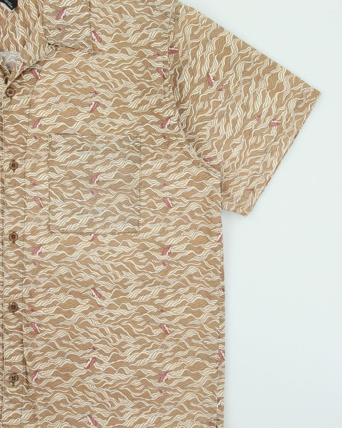 Vintage 1990s Patagonia Organic Fish Patterned Short Sleeve Camp Collar Shirt - XL