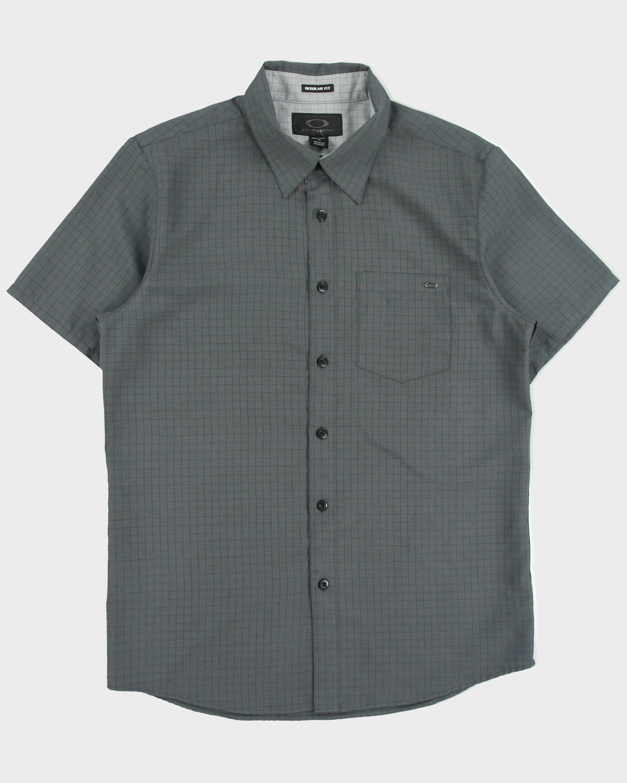 Vintage Y2K 00s Oakley Grid Check O Icon Regular Fit Short Sleeve Shirt - M