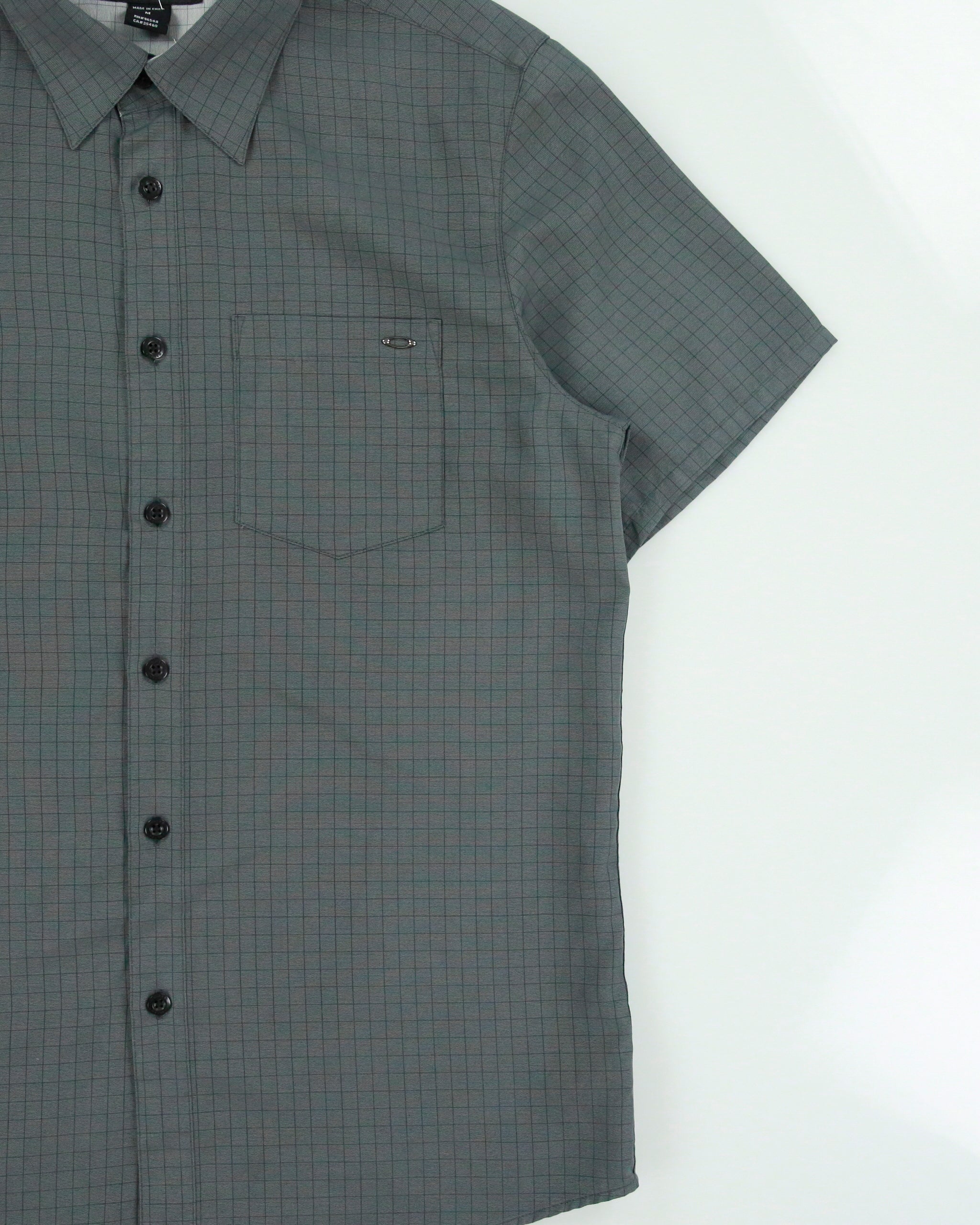 Vintage Y2K 00s Oakley Grid Check O Icon Regular Fit Short Sleeve Shirt - M