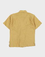 Vintage 1990s Ying Yang Floral Linen Blend Short Sleeve Hemp Shirt - M