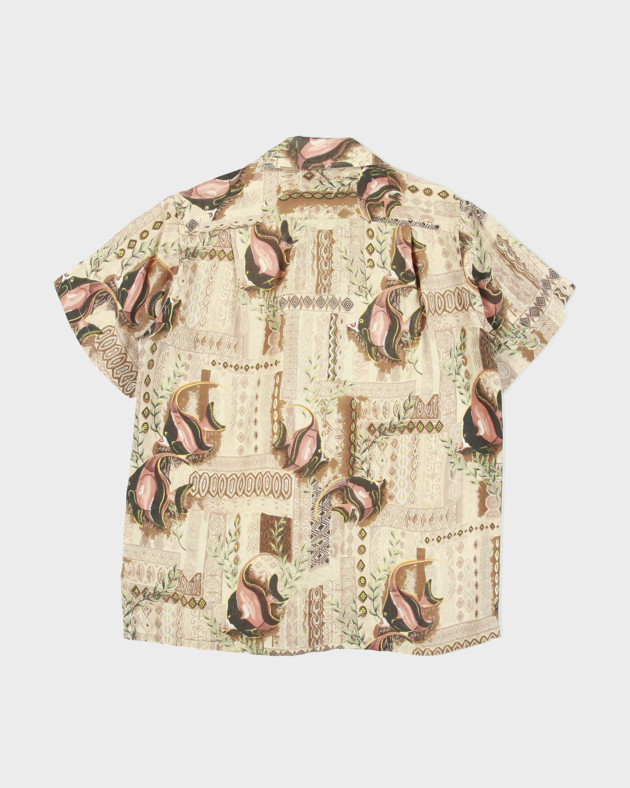 Vintage 1950s Penney's Made In Japan Clown Fish Aloha Short Sleeve Hawaiian Shirt - S
