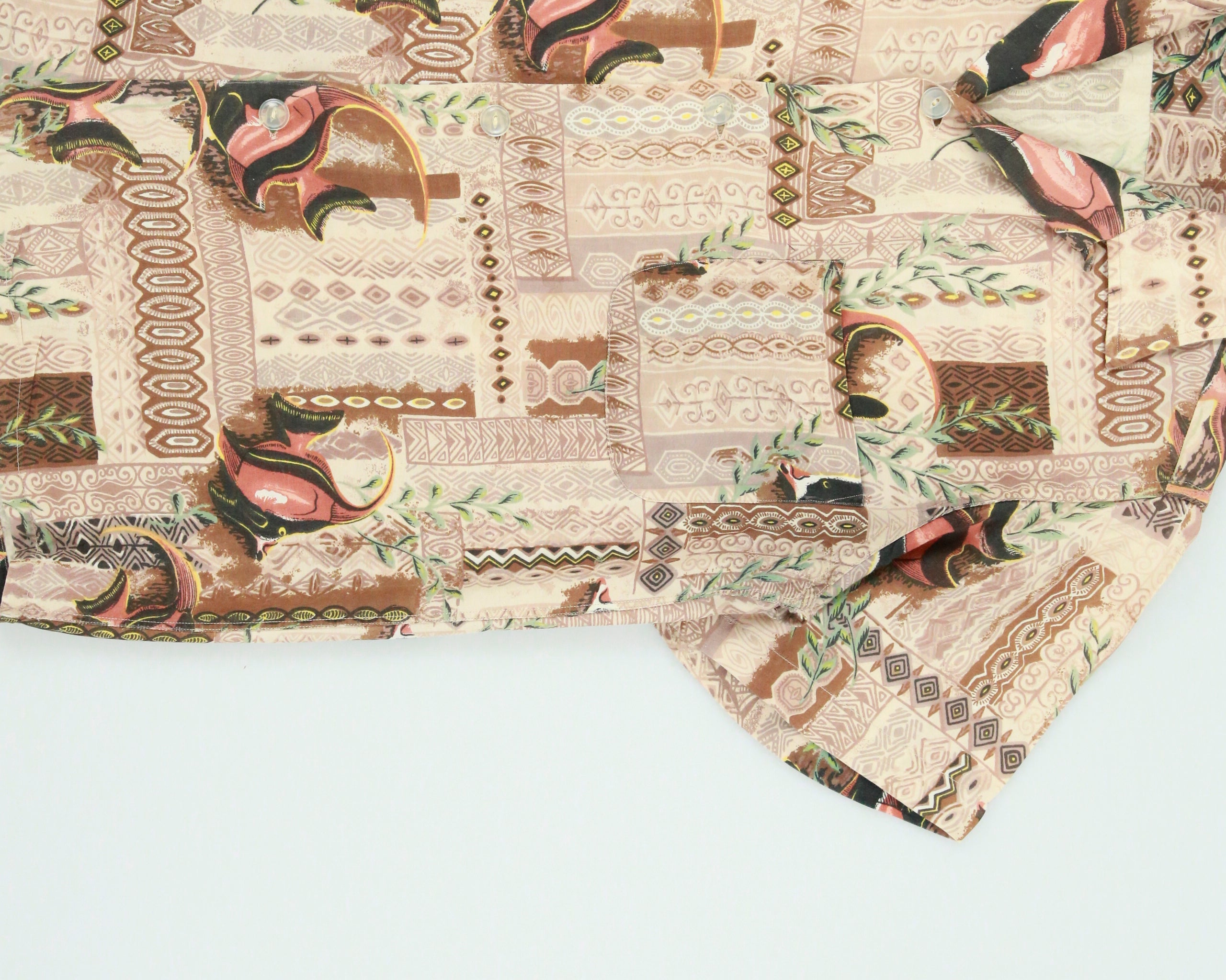 Vintage 1950s Penney's Made In Japan Clown Fish Aloha Short Sleeve Hawaiian Shirt - S