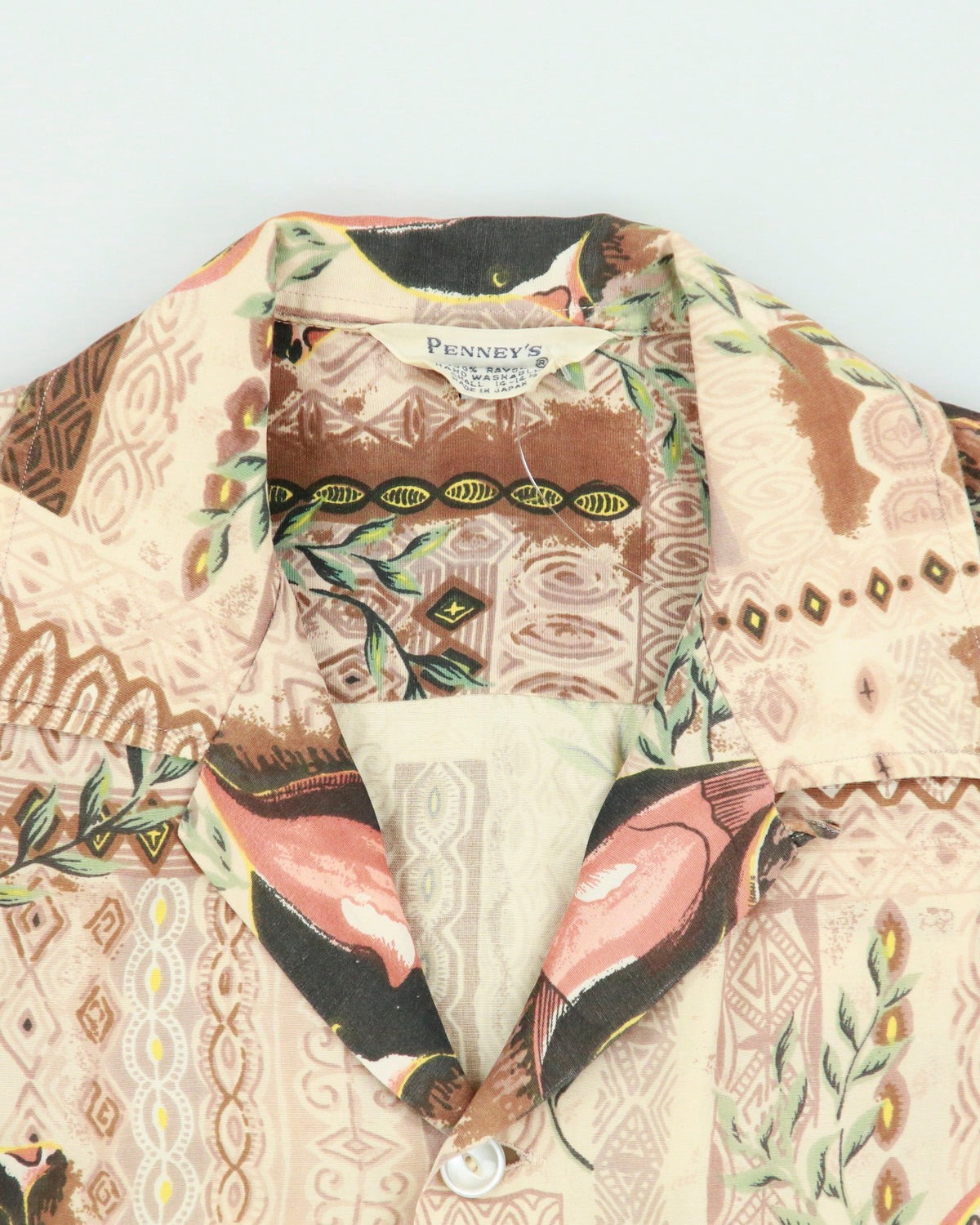 Vintage 1950s Penney's Made In Japan Clown Fish Aloha Short Sleeve Hawaiian Shirt - S