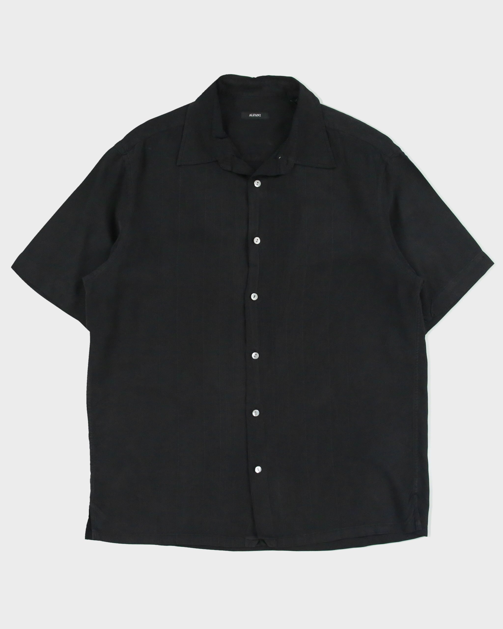 Vintage Y2K 00s Alfani Striped Silk Short Sleeve Shirt - L