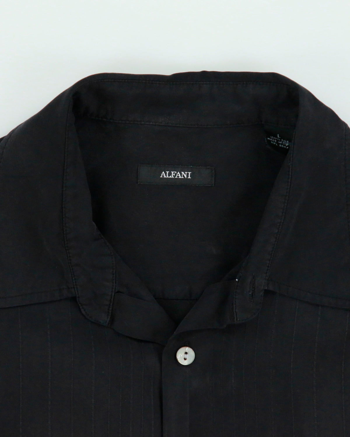 Vintage Y2K 00s Alfani Striped Silk Short Sleeve Shirt - L
