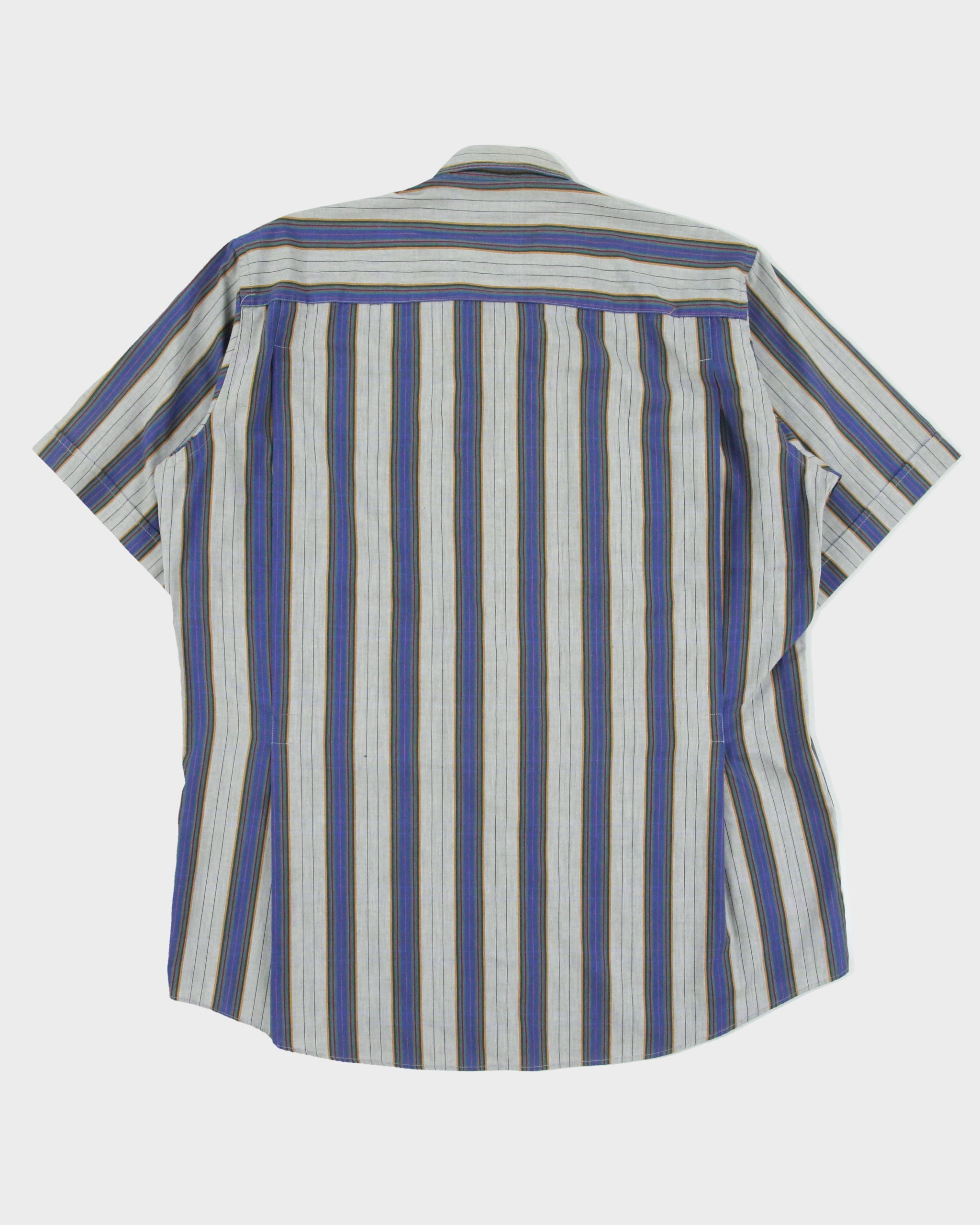 Vintage 1980s Yves Saint Laurent Striped Short Sleeve Flap Pocket Shirt - L
