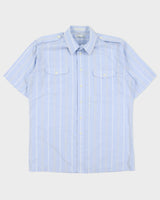 Vintage 1980s Christian Dior  Striped Short Sleeve Flap Pocket Utility Shirt - L