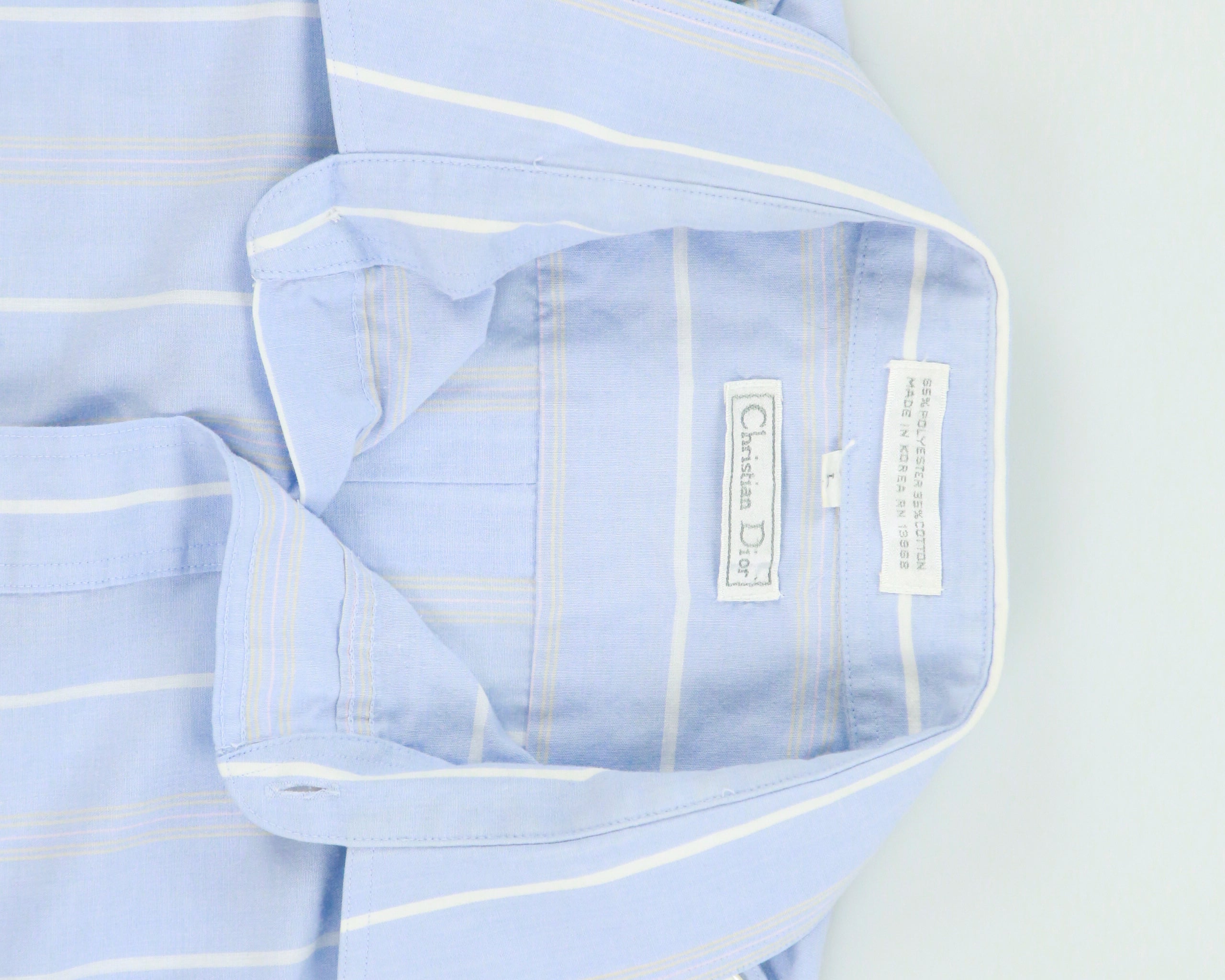 Vintage 1980s Christian Dior  Striped Short Sleeve Flap Pocket Utility Shirt - L